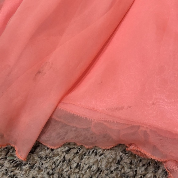 May Queen Prom Dress Size 2 Coral Pink Aurora Borealis Rhinestone Gown - Picture 8 of 9
